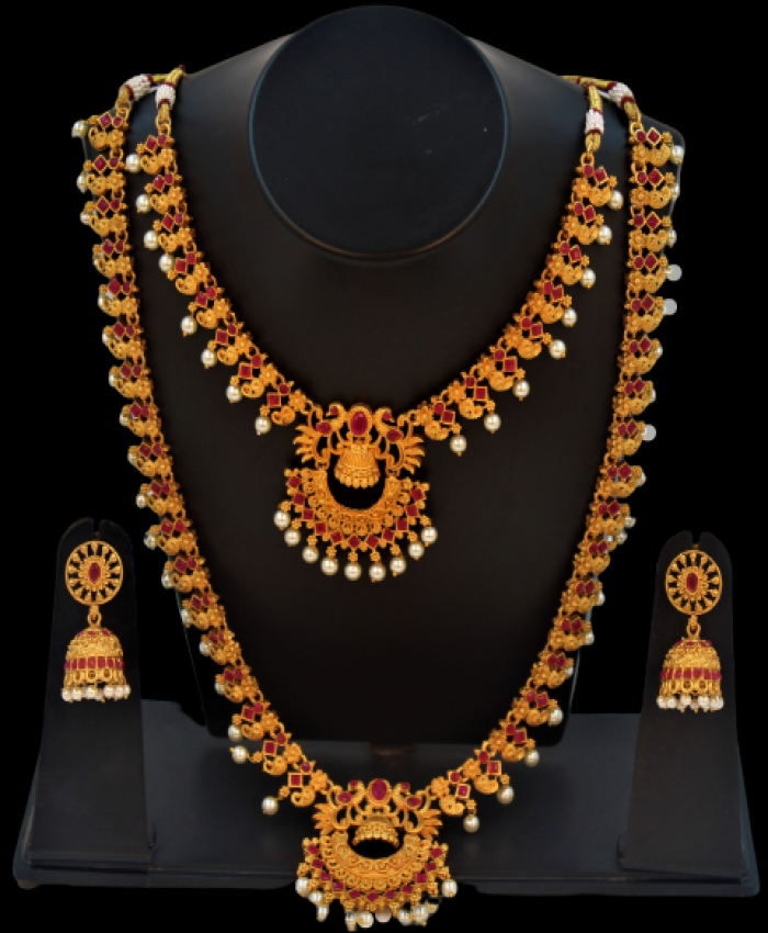 South Indian Fashion Jewelry Stylish  Ruby Necklace For Girls & Women