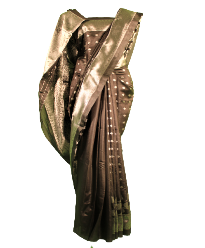 Silver Leaf Zari Border Saree