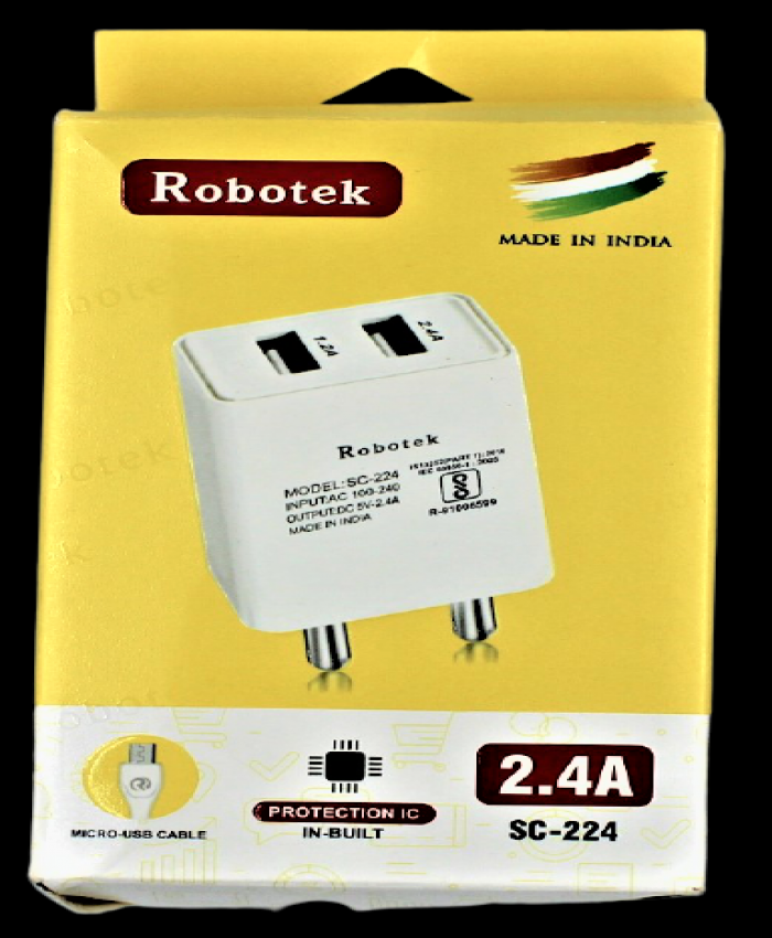  Robotek 2.4A ( SC-224)USB x2 Micro -USB Cable Charger