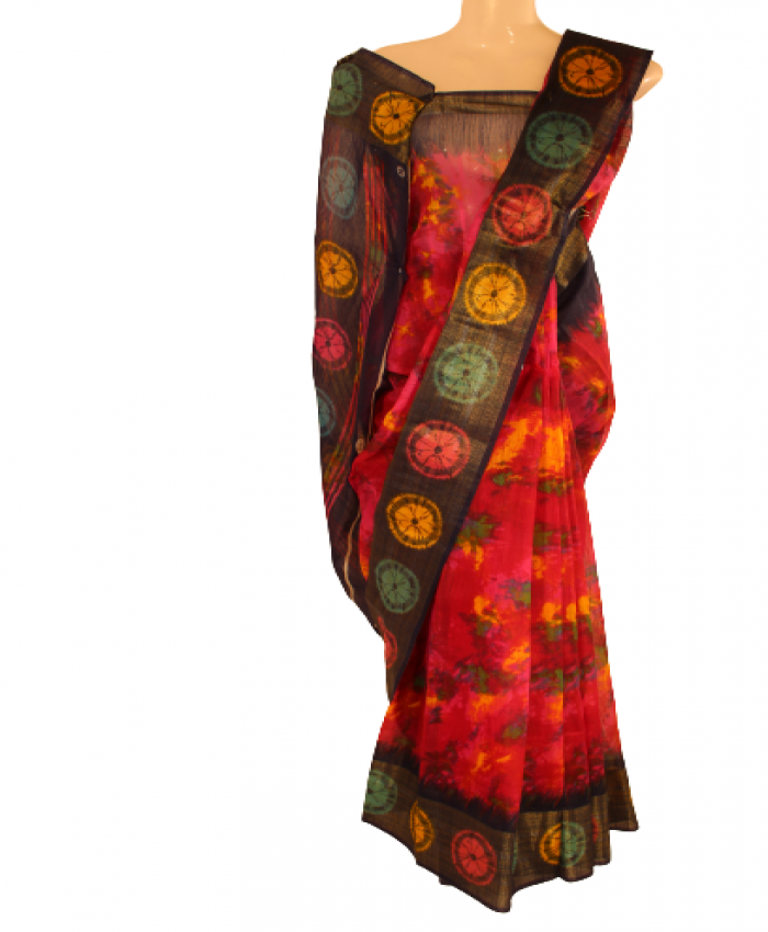 Cotton Fancy Amul  Maska Saree Brown Colour  Border with circles
