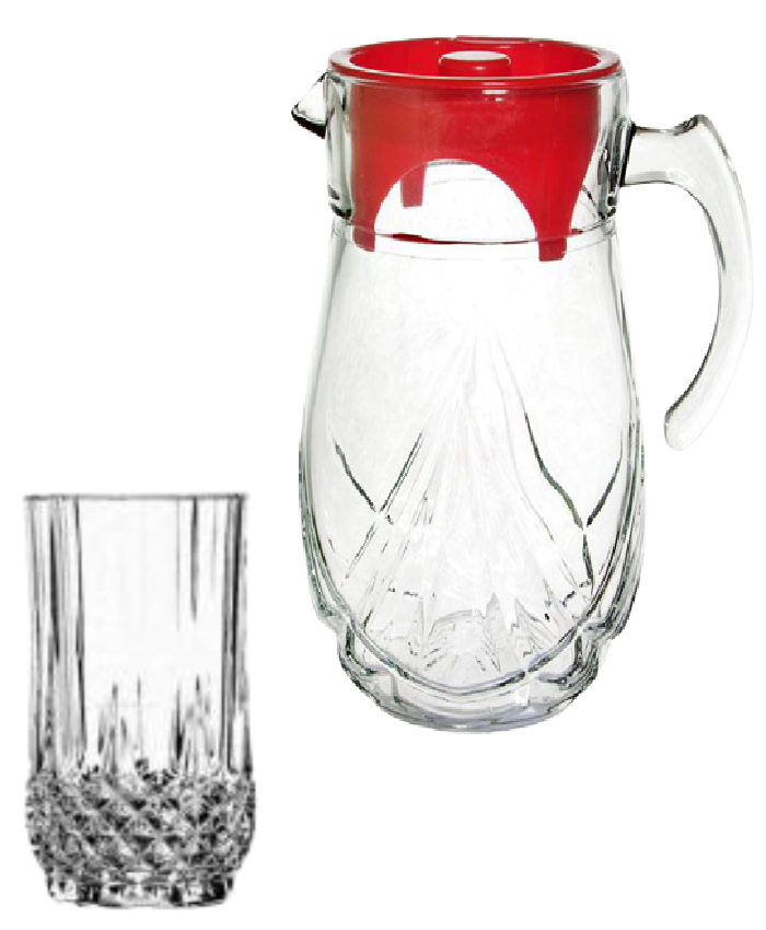 Noritazen Water Jug 1500 ml, 1 Jug, 6 Tumbler glasses