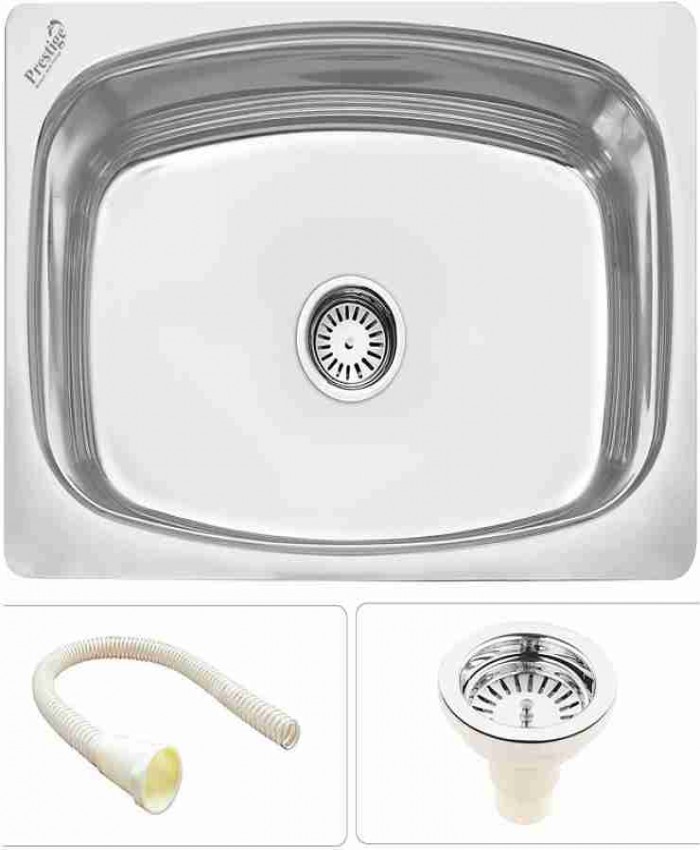Prestige (24*18*10) Inch 304-Grade Stainless Steel Oval Single Bowl Kitchen Sink Vessel Sink (Silver)