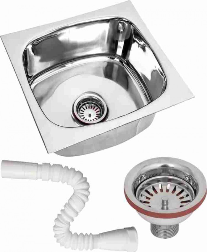 ASFACT Kitchen Sink Glossy Stainless steel Sink 16*18*8 Inch (Silver)