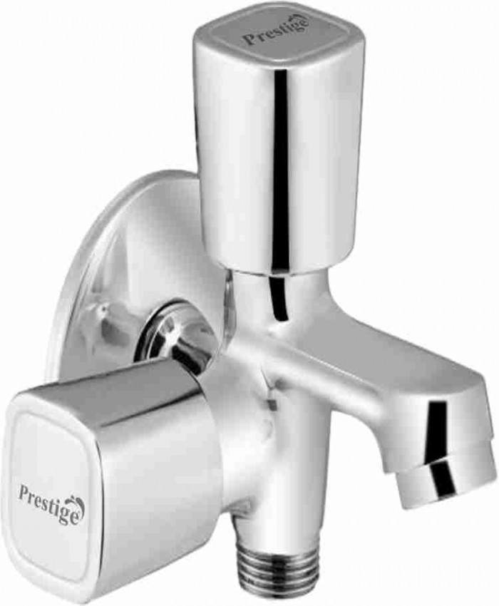BATHROOM TAP Prestige DIXY bib cock 2 way tap with wall flange twin Elbow valve faucet 