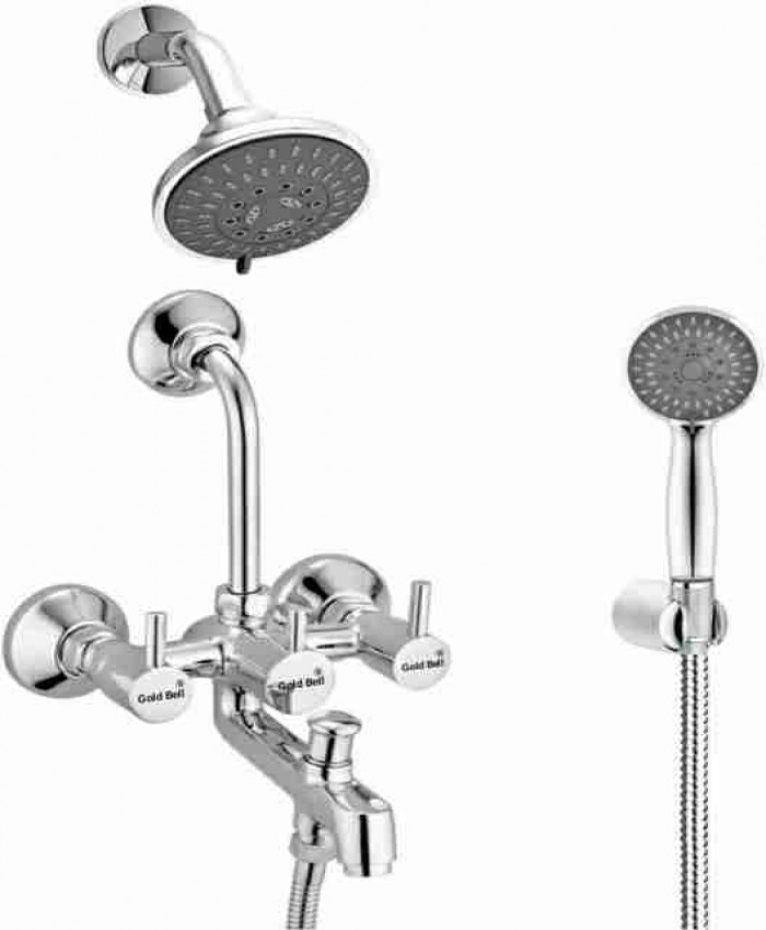 Shower Gold Bell (801 BR) 3 In  1 Batroom Wall mixer Hand Shower mixer Over head with l Bend pipe And SS Tube Mixer Faucet 